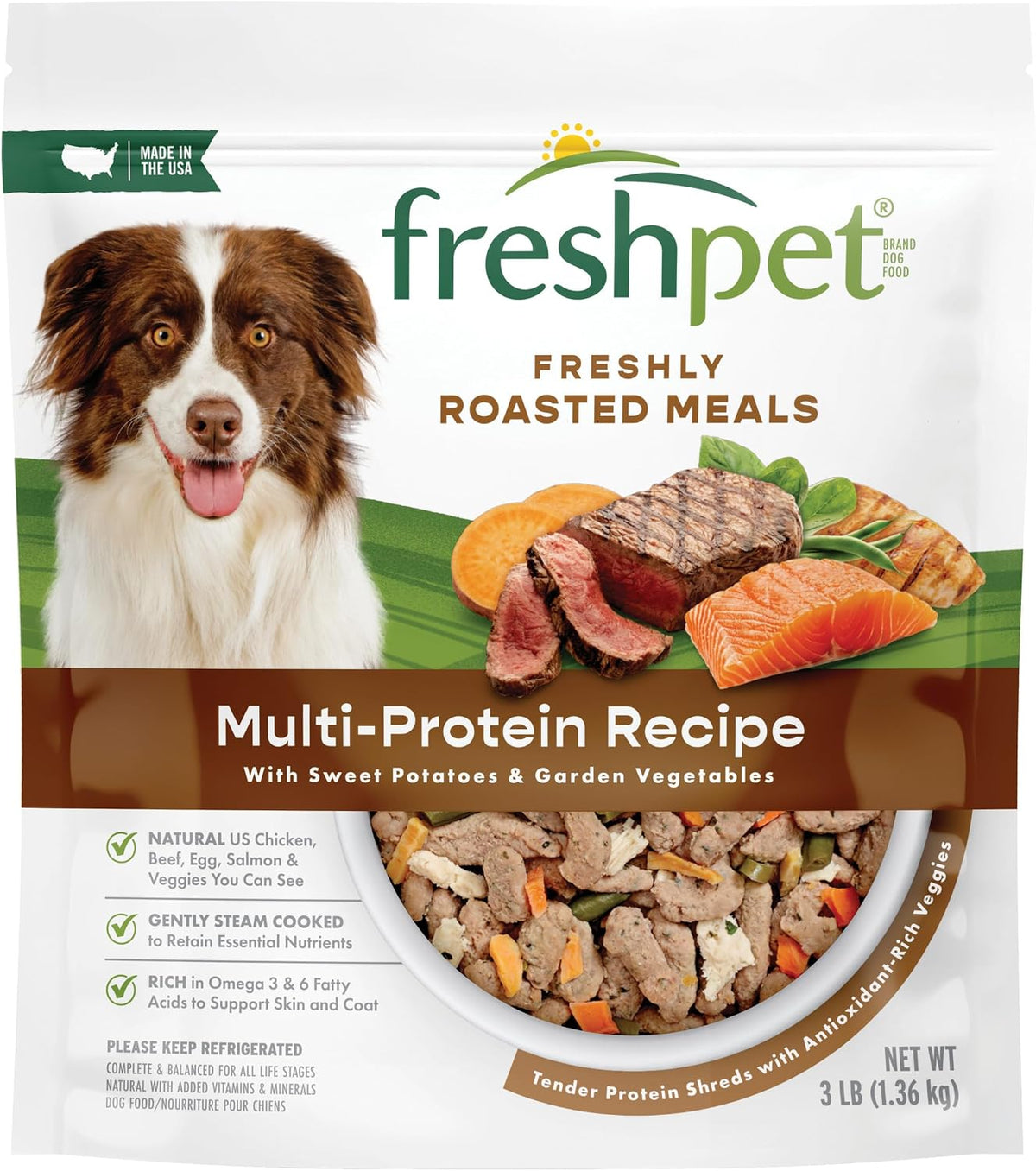 Dog Food, Multi-Protein Complete Meal, Chicken, Beef, Egg and Salmon Recipe, 3Lb