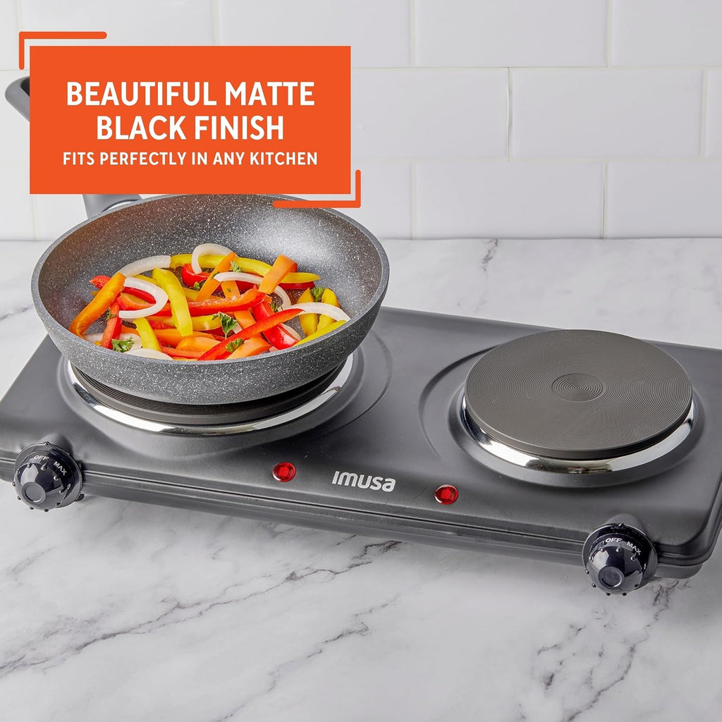 Double Electric Hot Plate, Black