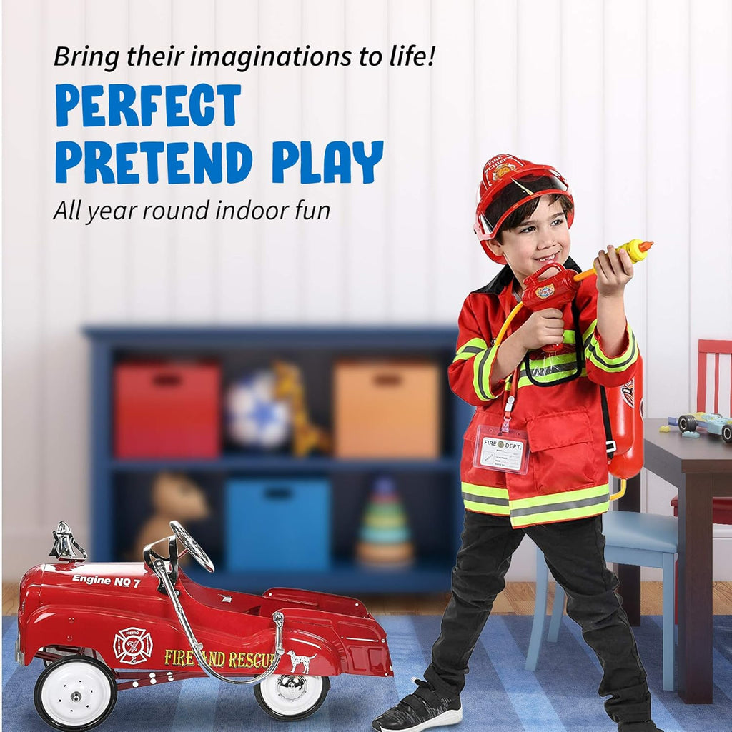 Firefighter Costume, Water Gun Backpack for Kids, 5-Piece, 3+ | Includes Toy Fire Extinguisher, Backpack Water Gun
