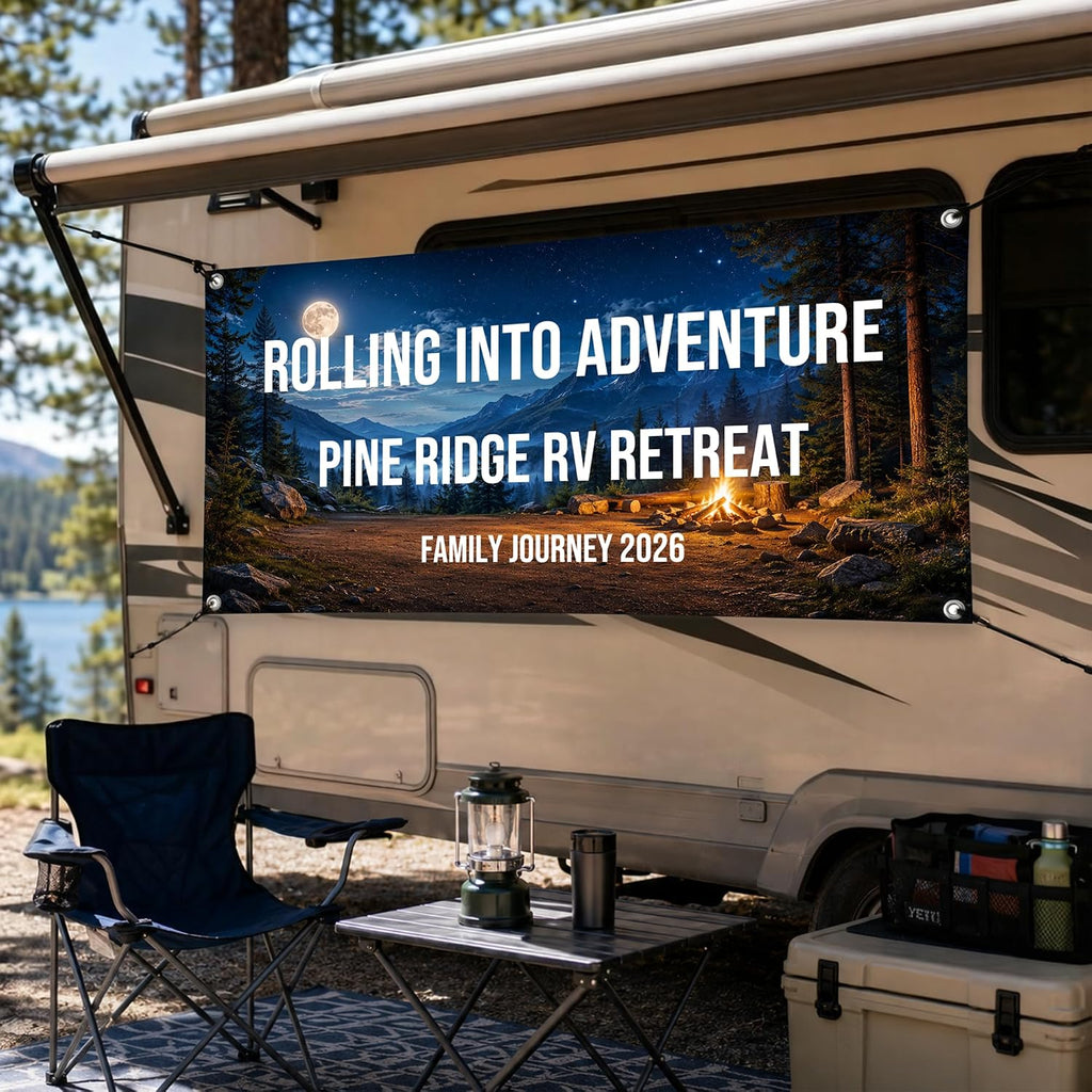 Custom Vinyl Banner for Camping Event, Personalized Summer Outdoor Large Banner with Grommets and Hem, Vinyl Sign for