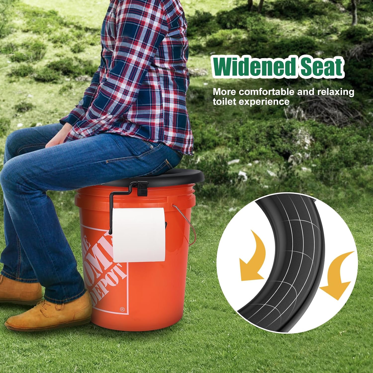 Bucket Toilet Seat, Portable Toilet Seat for 5 Gal Buckets, Camping Toilet Seat, Snap-on Toilet Seat for Outdoor