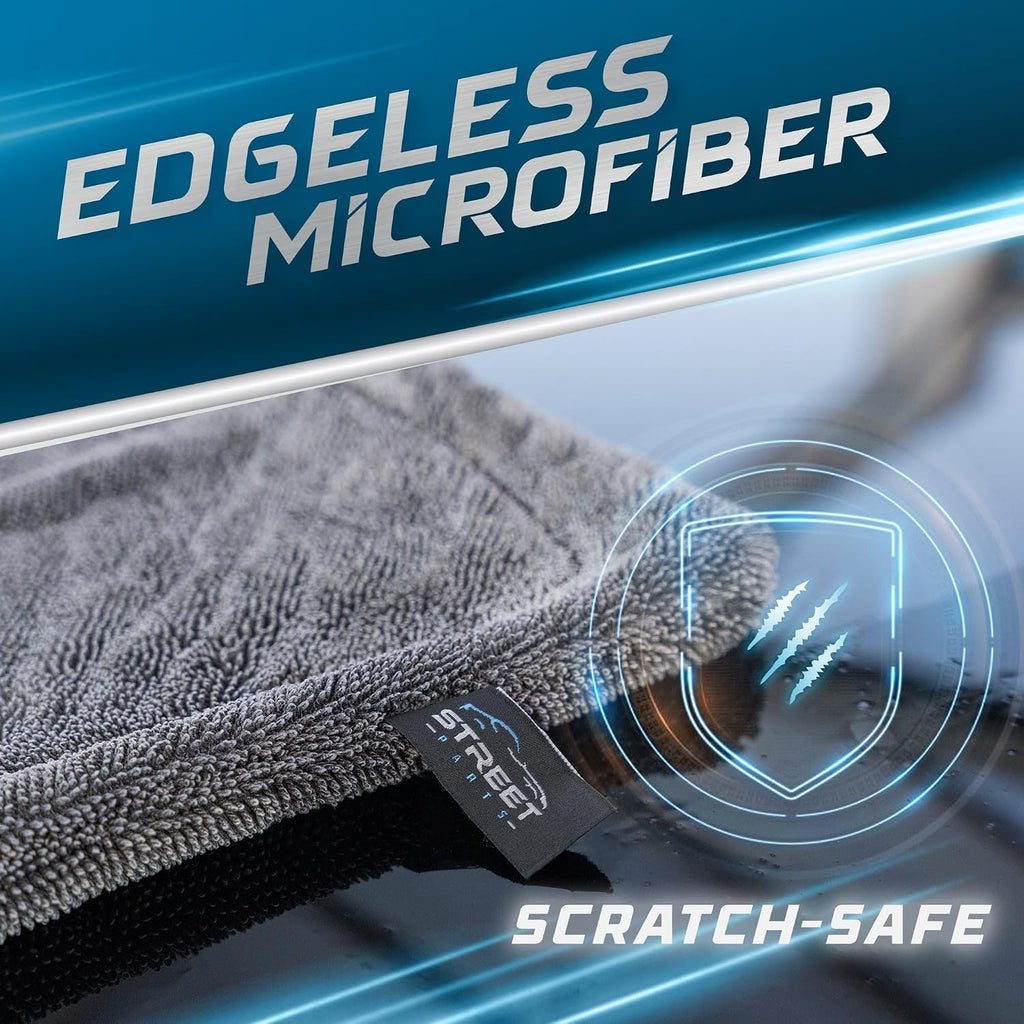 Car Drying Towel 24"x36" 1400GSM Edgeless Microfiber Towel, Ultra-Absorbent Auto Detailing Towel with Twisted-Loop