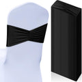 50 Pcs Spandex Chair Sashes Bows Stretch Chair Bands, Black