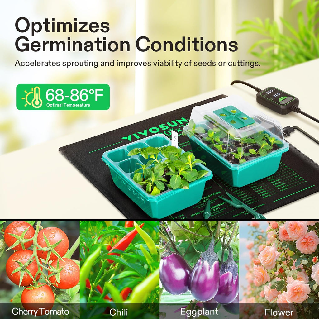 20"x20.75" Seedling Heat Mat with Built-in Temperature Controller | UL & MET-Certified Waterproof Plant Heating Pad