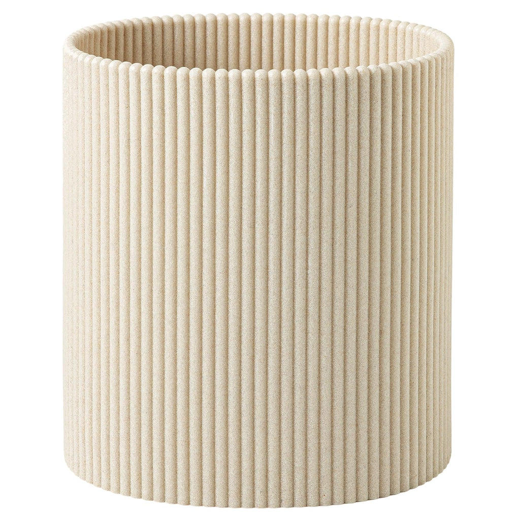 Small Bathroom Trash Can, Beige & Thick Lines, 1.6 Gallon