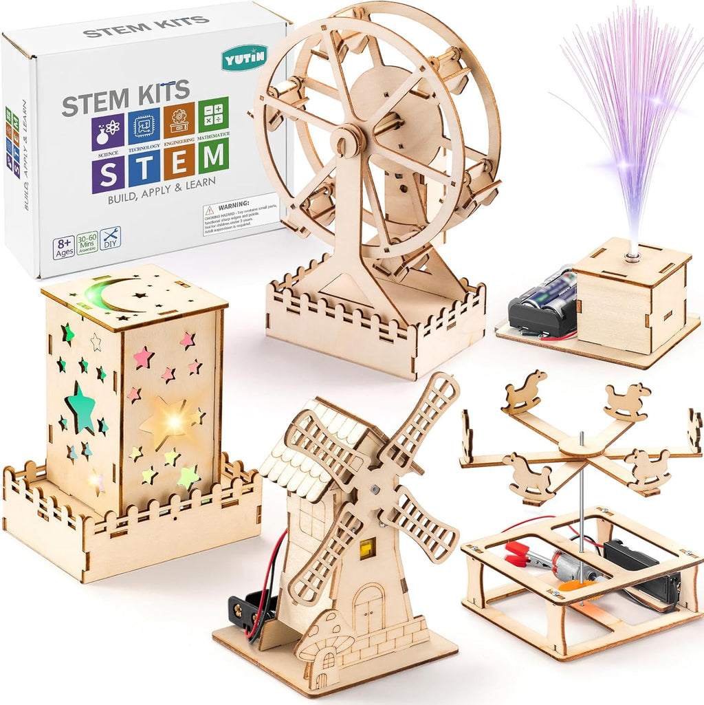 5 Individual STEM Science Kits for Kids, Wood Arts and Craft Kits, STEM Toys for Boys Girls Age 8-12 8 10 12 13 14
