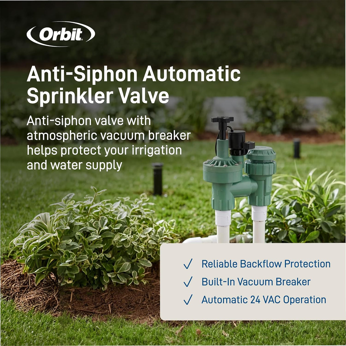 1-Pack Orbit 57623 3/4" FPT 100 Series Anti-Siphon Automatic Sprinkler Valve with Flow Control