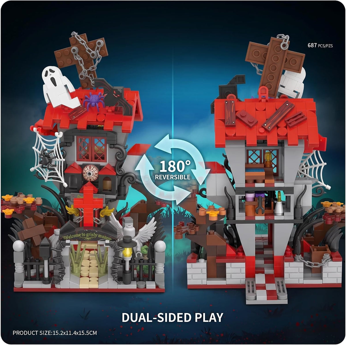Halloween Haunted House Building Set, Mini Vampire Castle Blocks