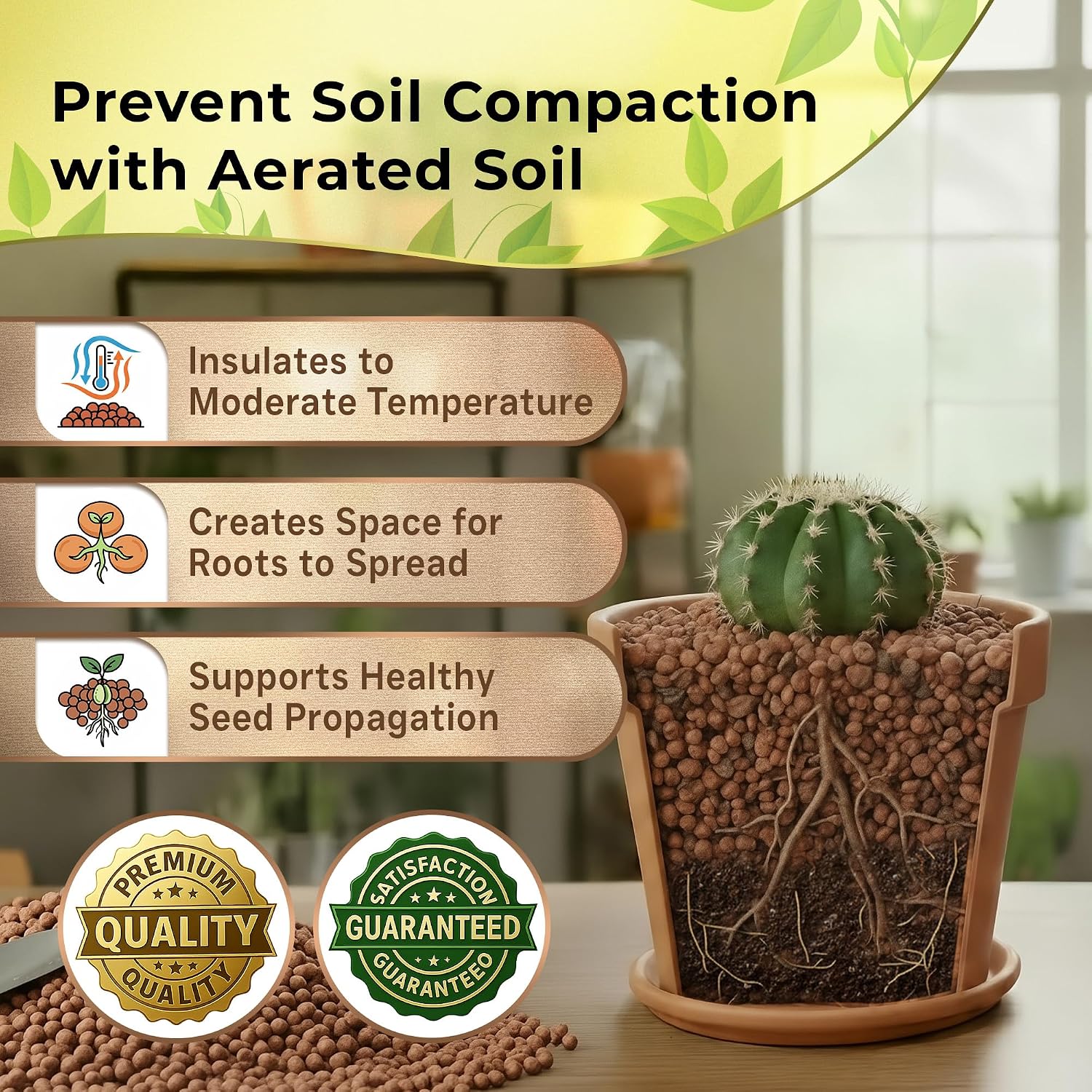 Professional Clay Pebbles for Plants, Expanded Clay Pebbles 2.2 Qt | Clay Pebbles for Plants Hydroponic Promote