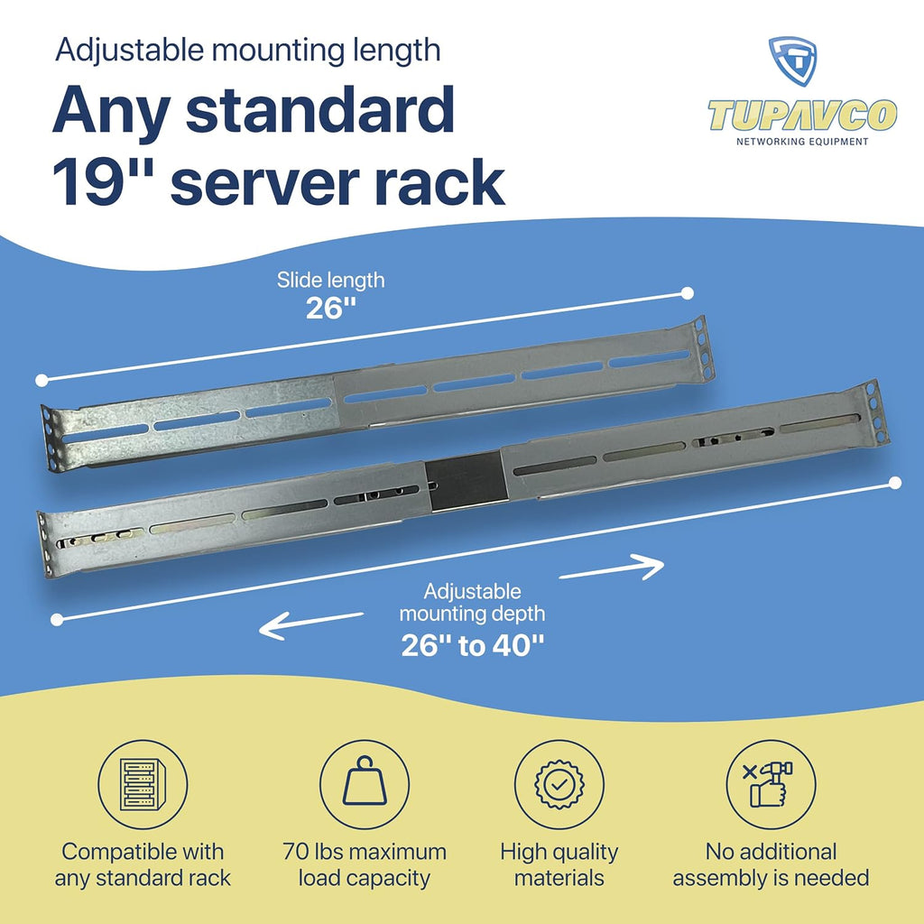 Rackmount Sliding Rails Kit - for 1U-4U Chassis, 26" to 40" Depth