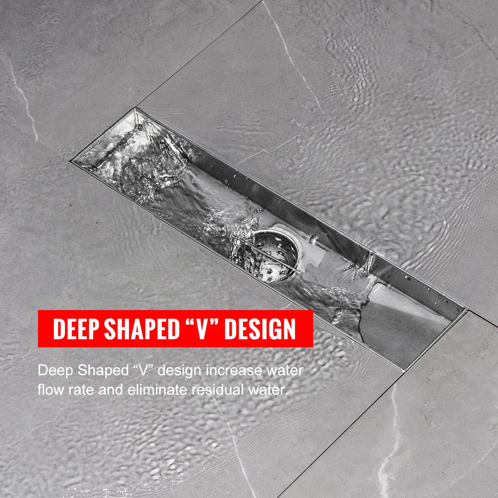 Linear Shower Drain 12 inch Brushed with Tile Insert Panel