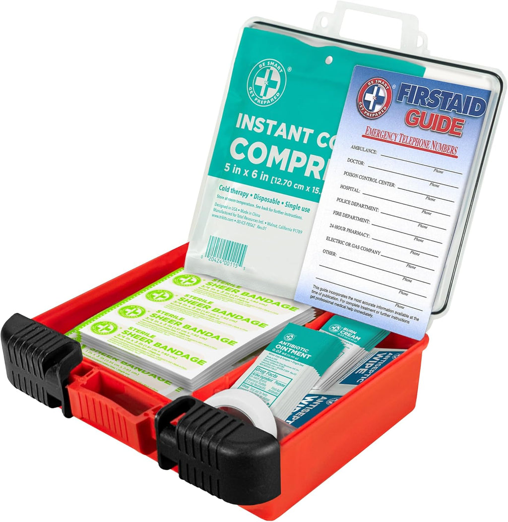OSHA/ANSI First Aid Kit - 10 Person, 100 Pieces - Designed for Home, Business, School, Industrial, and Restaurants