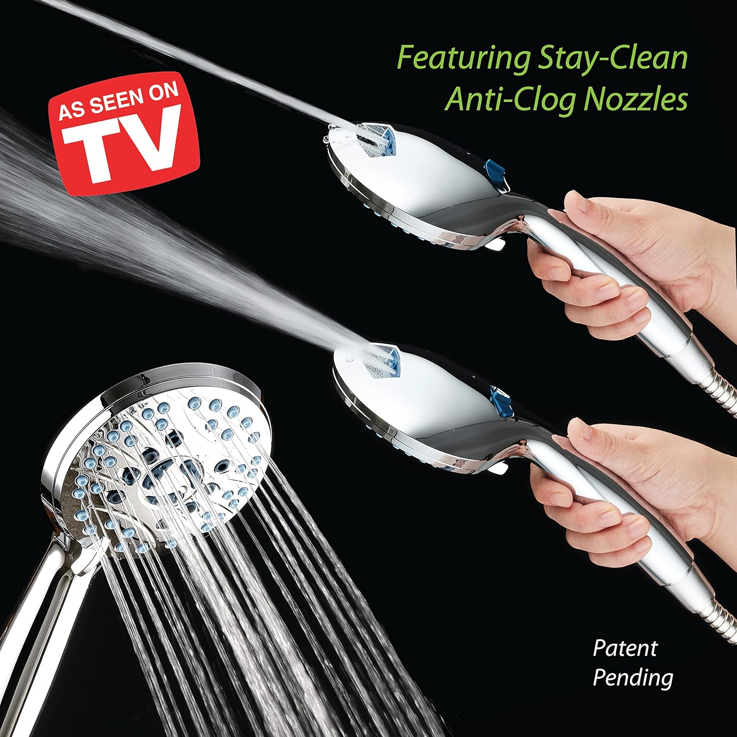 AquaCare 8-mode High Pressure Handheld Shower Head with 2-mode Power Wash | Stay Clean Nozzles, Dual Power Wash for