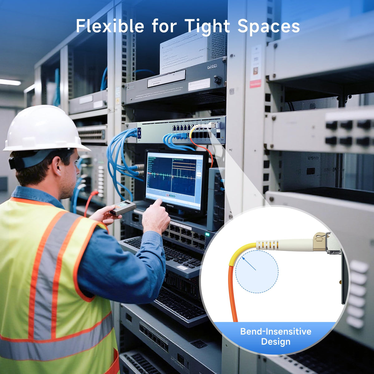 10Gb OM1 SC to LC Plenum Fiber Optic Cable, 9.8ft / 3m