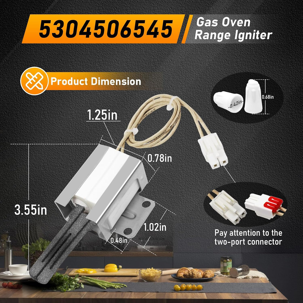 5304506545 316489404 Gas Range Oven Igniter Oven Igniter Replacement Parts Gas Range Igniter PS11770500 AP603646 A04454503 Gas Range Upper Broil Igniter（Specialized model Not Universal）