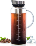 51oz Cold Brew Coffee Maker, Borosilicate Glass Pitcher for Iced Tea | Dishwasher Safe, Family Size, Up to 2 Weeks
