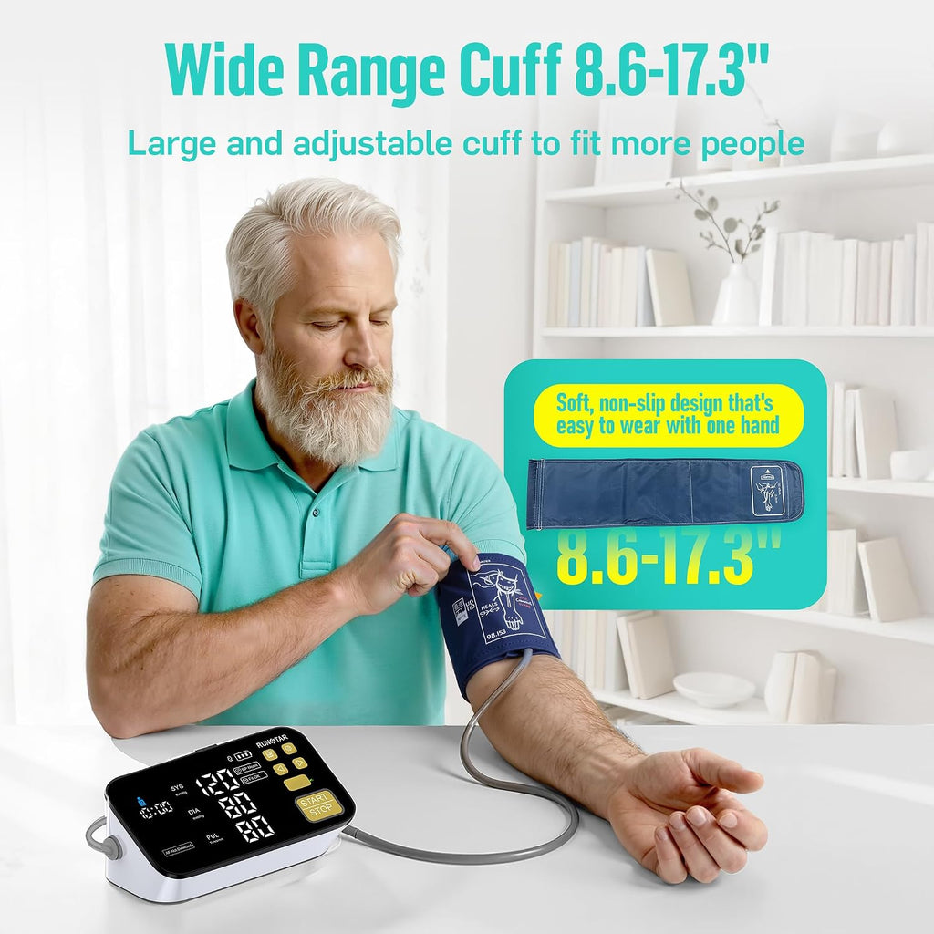 Smart Blood Pressure Monitor for Home Use, with Wide Upper Arm Blood Pressure Cuff (8.6'' -17.3''), FSA&HSA Eligible