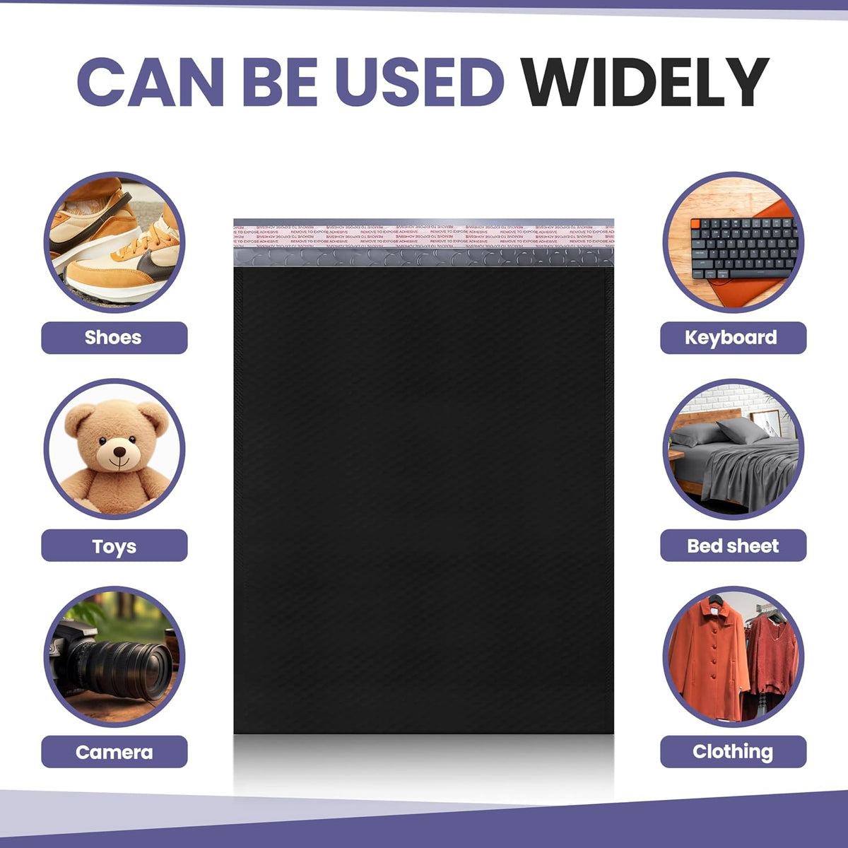 Black Bubble Mailers 14.25x20, Self Seal Poly Padded Envelopes #7, 15 Pack