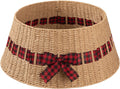 Christmas Tree Collar, Wicker Holiday Tree Skirt & Stand Base Cover,Paper Rope Christmas Decor with a Bow Tie