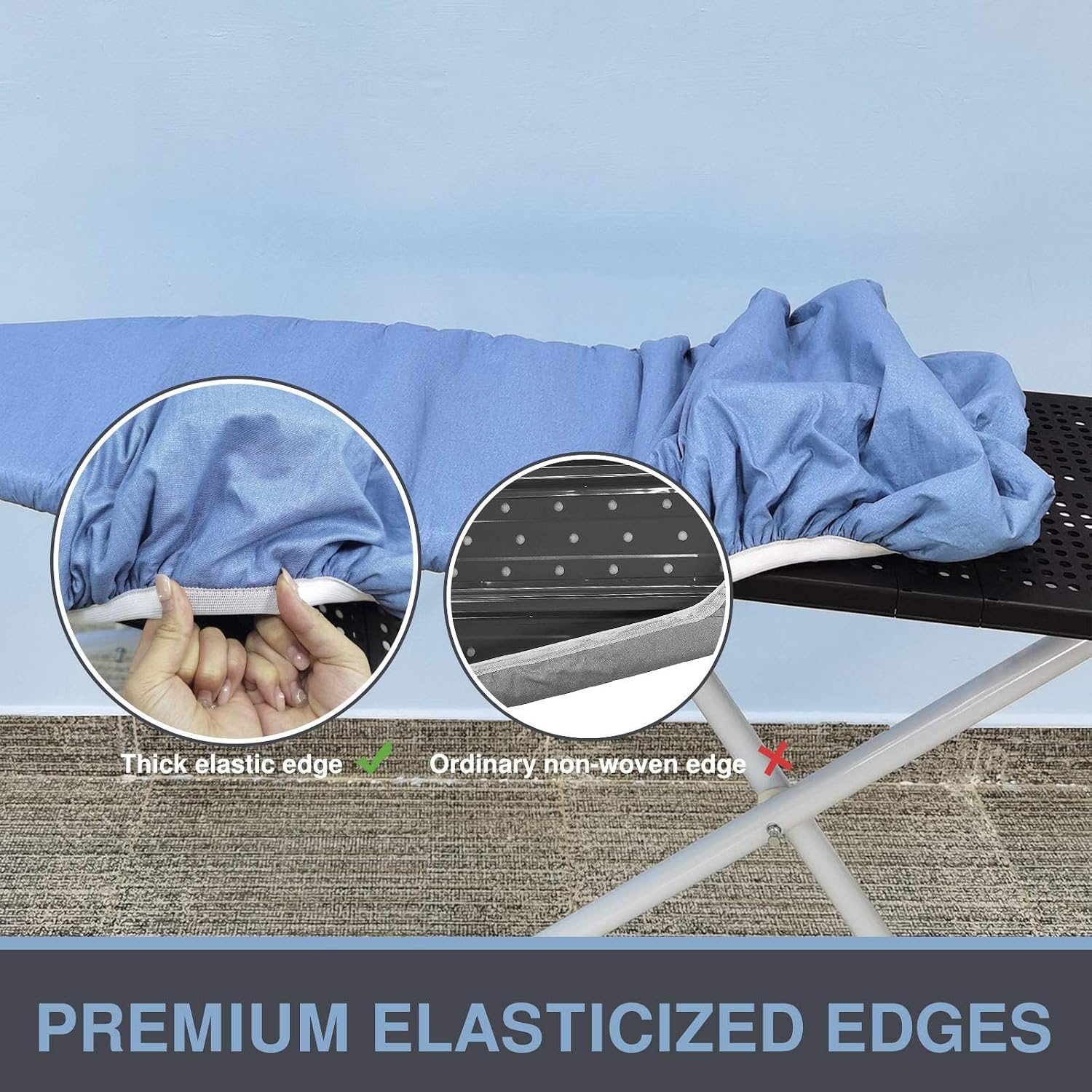 Ironing Board Cover and Pad, Standard Size 15x54, Thick Padding | Elastic Edge, Silicone Coated, Scorch Resistant