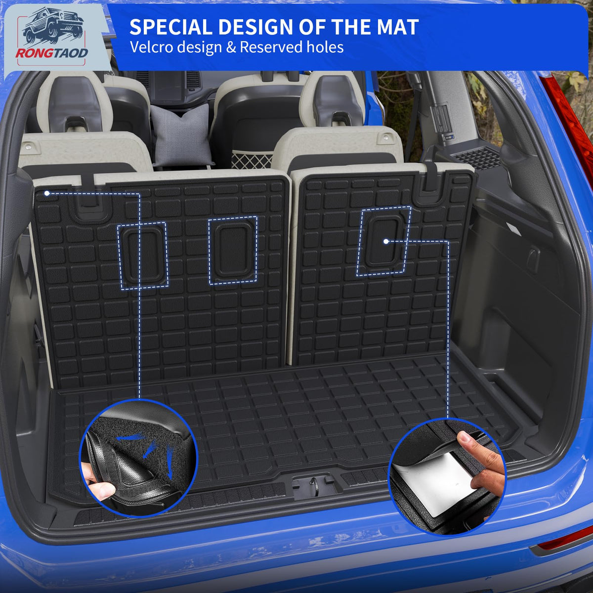 Trunk Mat with Backrest Mat for 2016-2026 Honda Pilot Accessories