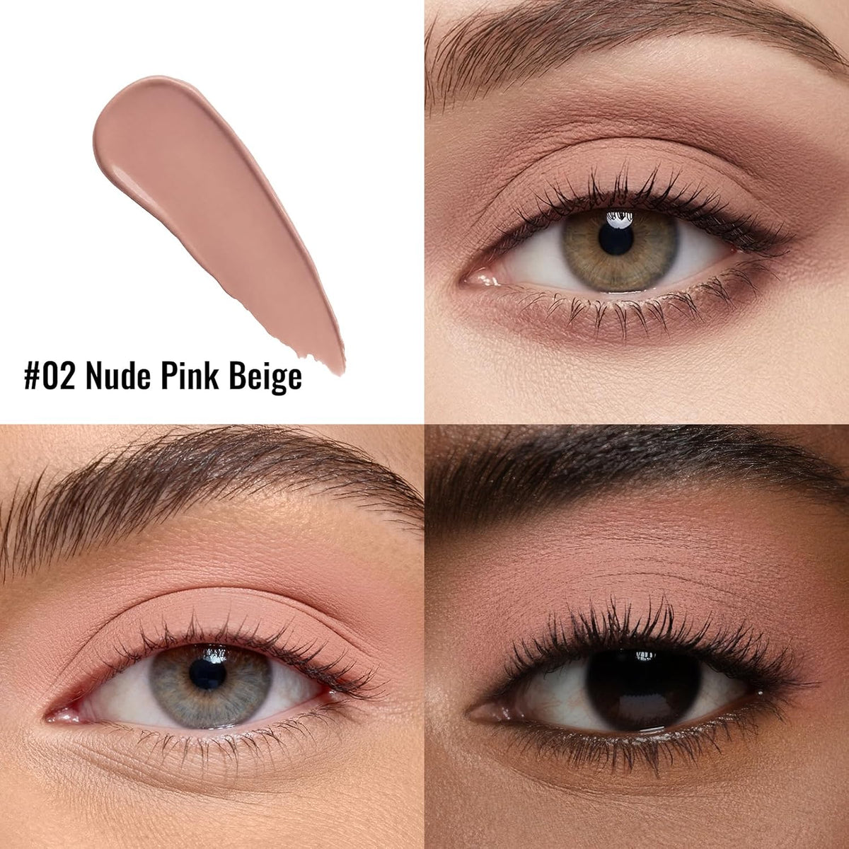 Matte Liquid Eyeshadow, Soft Nude Pink Beige Matte Eye Shadow, 02