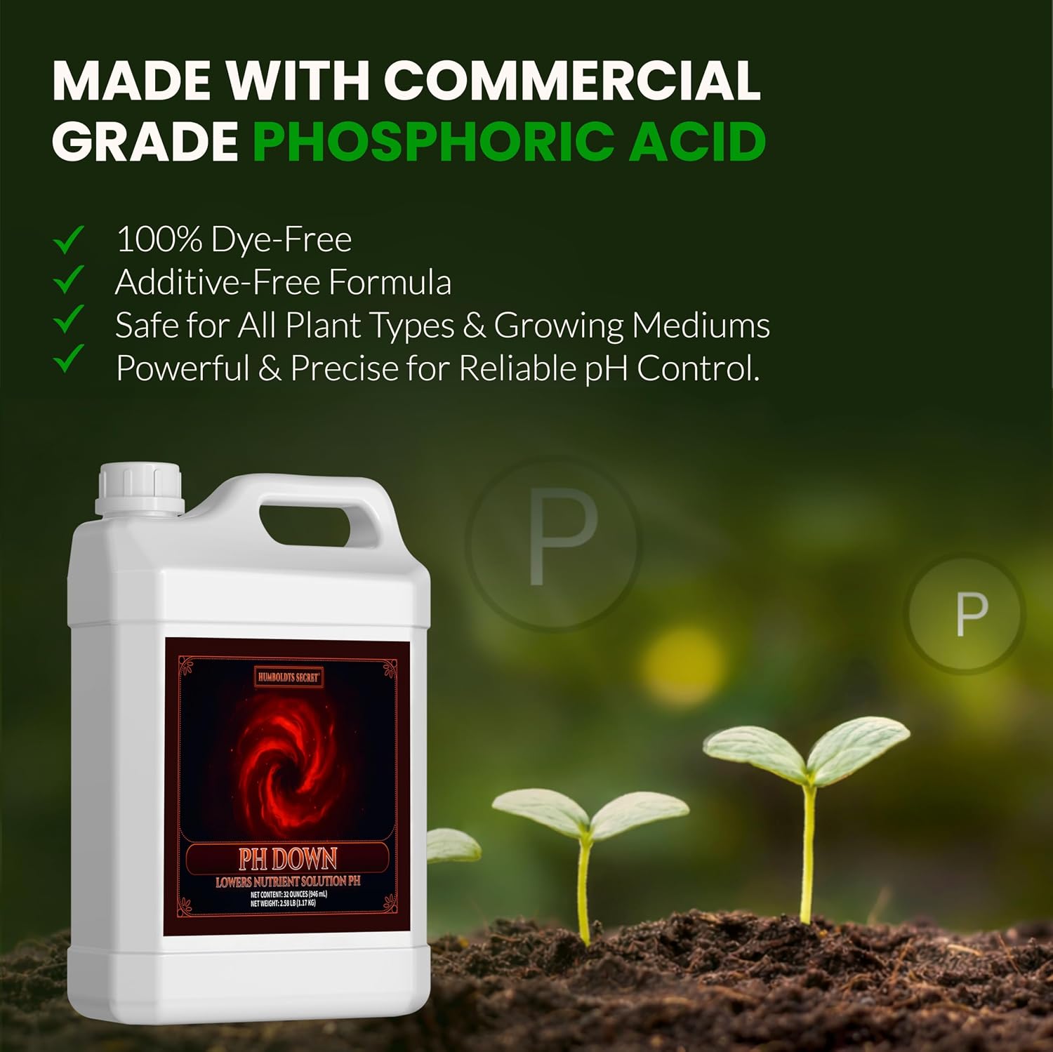 pH Down for Plants | Liquid pH Adjuster and Balancer for Soil Coco Hydroponics | Concentrated Phosphoric Acid