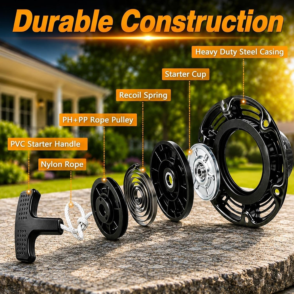 Pull Start Assembly, Recoil Starter Cord Rope Assembly Compatible with Kohler 3000 Series Engine SH255 SH265 SH270 196cc Replace # 18-165-05-S