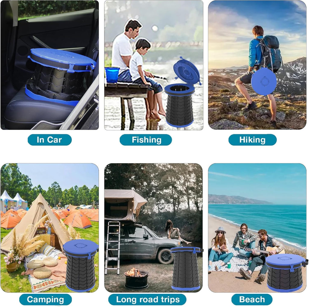 XXL Portable Toilet for Camping,880lbs Capacity,19.7" H Adjustable Outdoor Toilet with 7 Garbage Bags,Porta Potty for