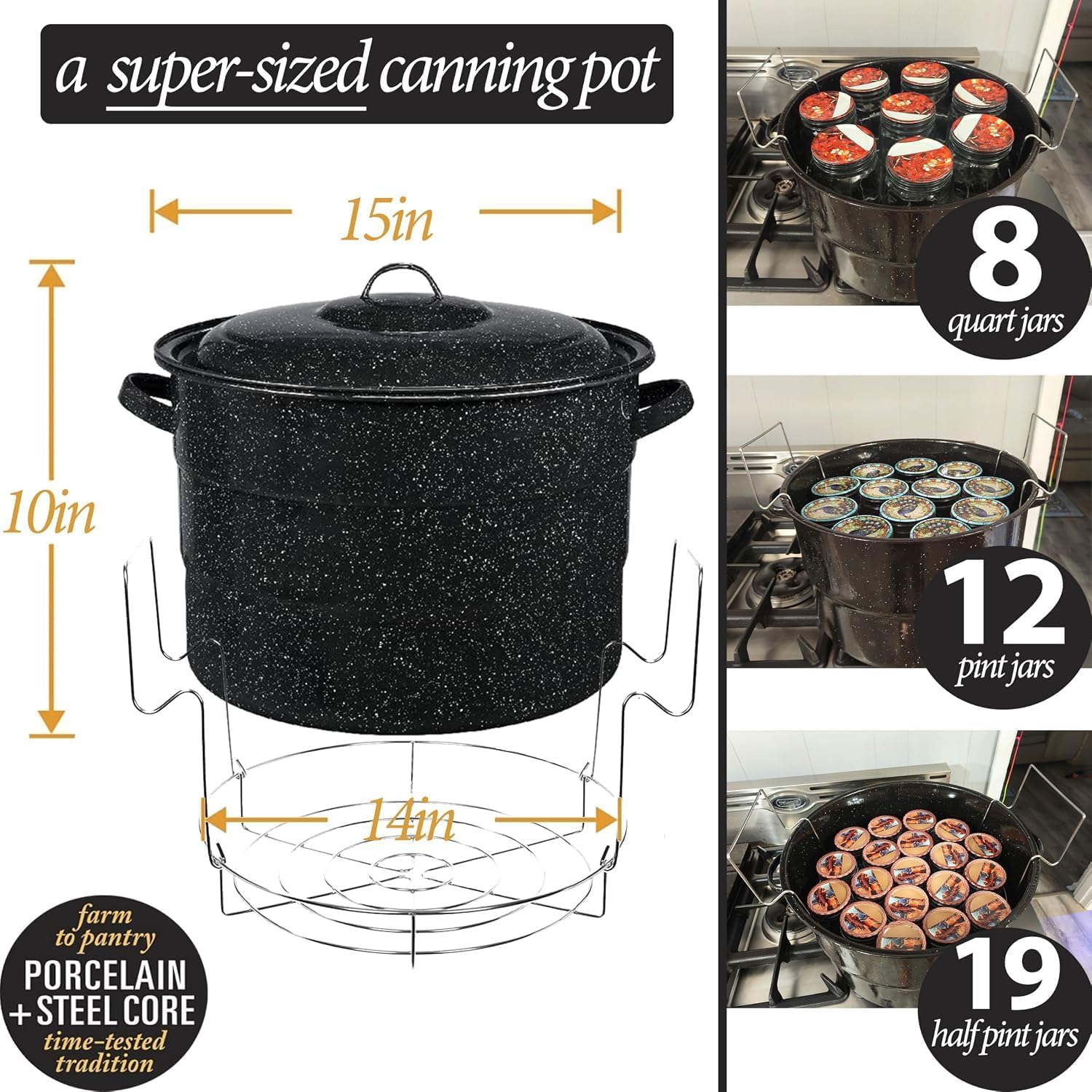 Canning Supplies-24 Qt. Water Bath Canning Pot with Rack & Lid -Starter Kits Set for Beginners - Stainless Steel