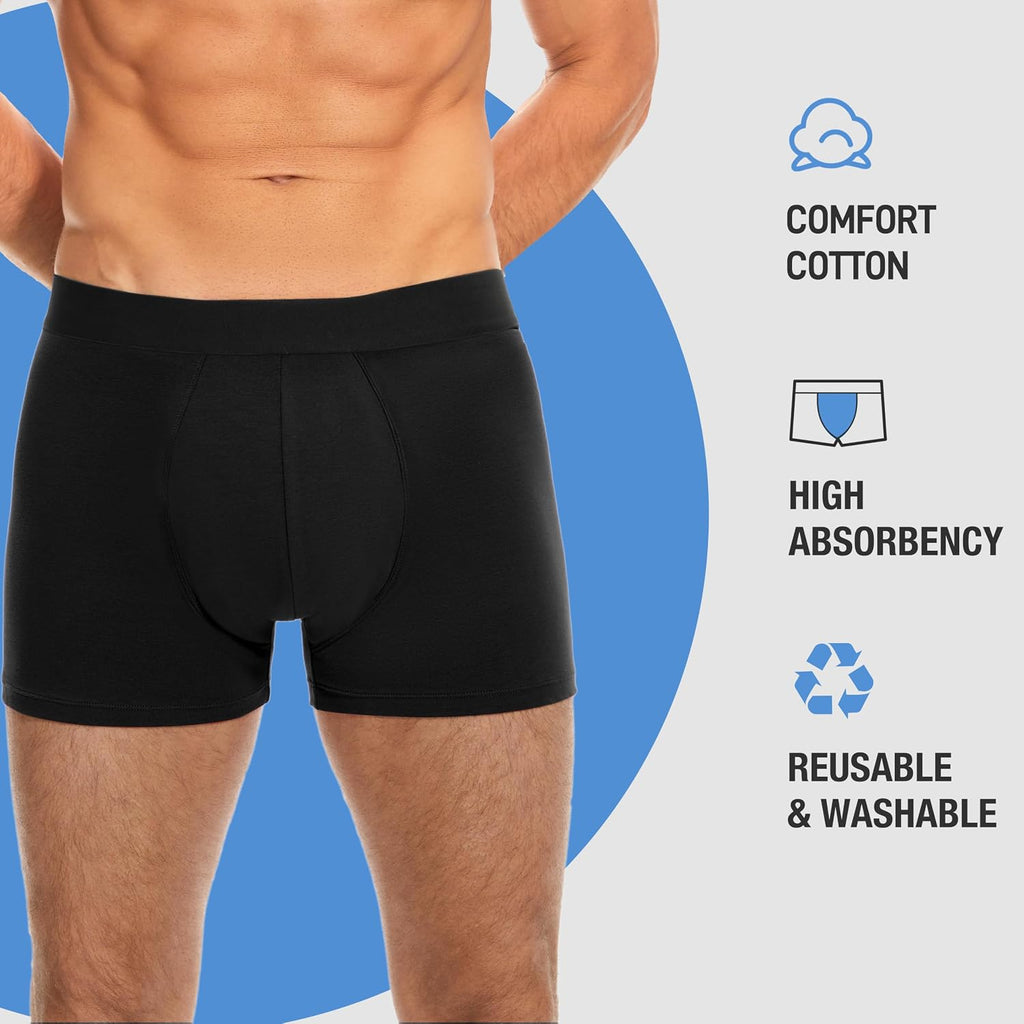 Men's Washable Incontinence Underwear 100ml Bladder Leak Black Small