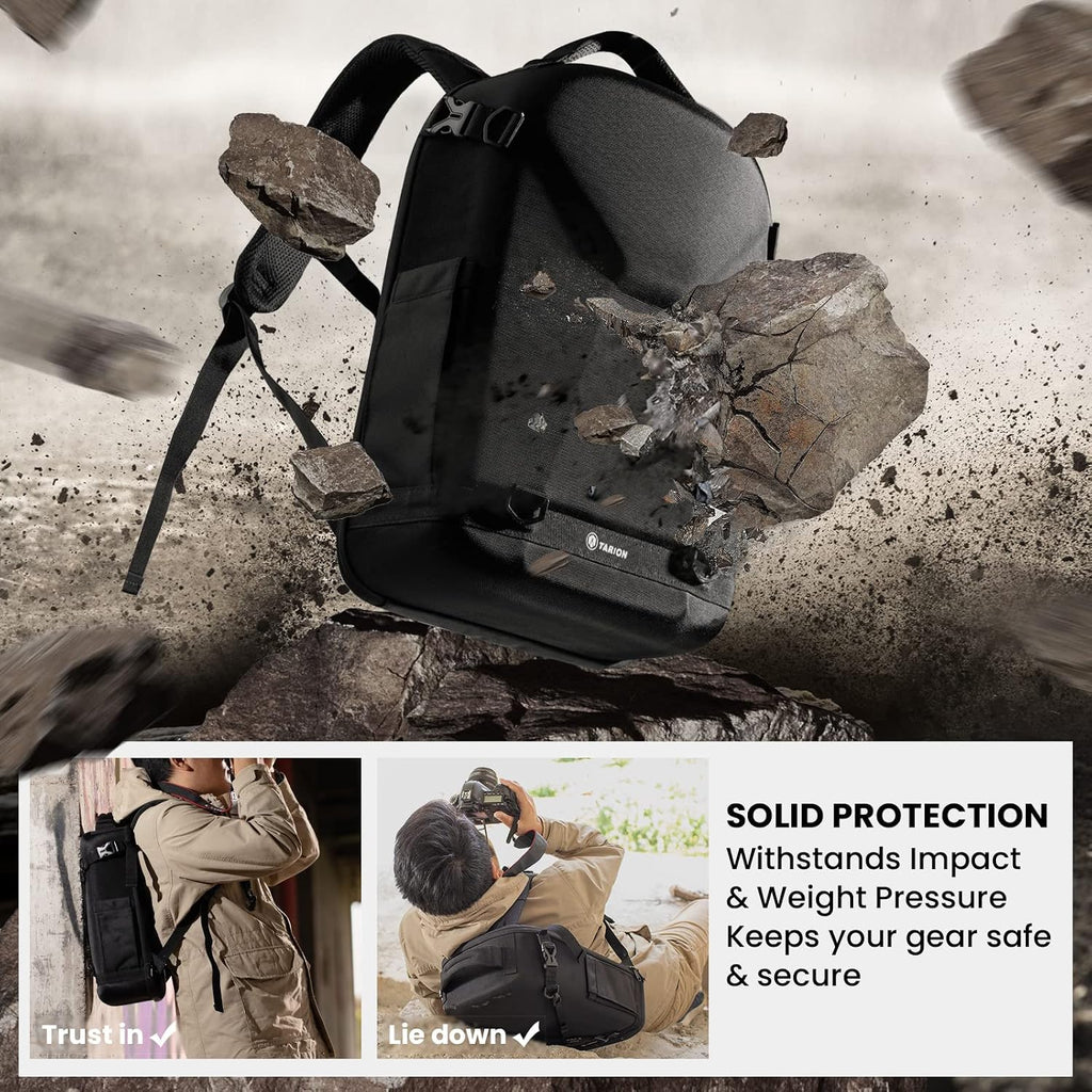 Hard Shell Camera Backpack Bag for Photographers Compact 13L TRH | 3-Side Hard Case, 14.5" Laptop Compartment