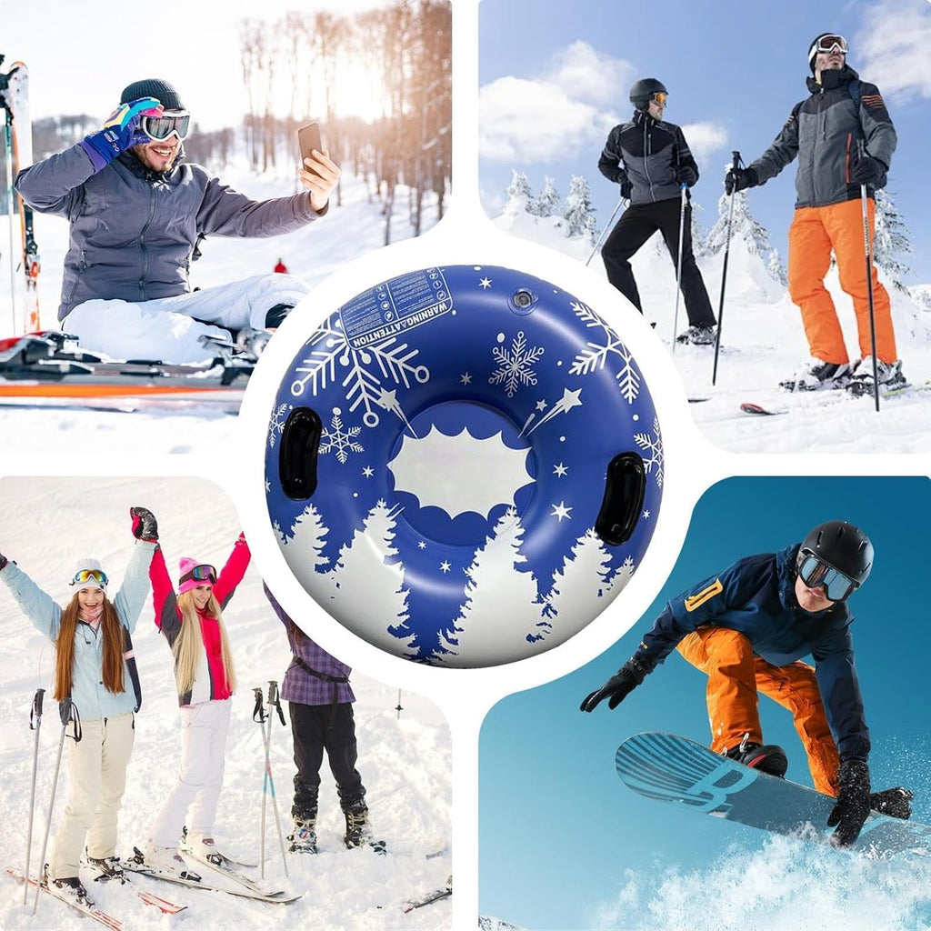 Sledding Tube 35.4 Inch Inflatable Thickened Heavy Duty Handles | Snow Toys Snow Sleds for Family Activities Outdoor