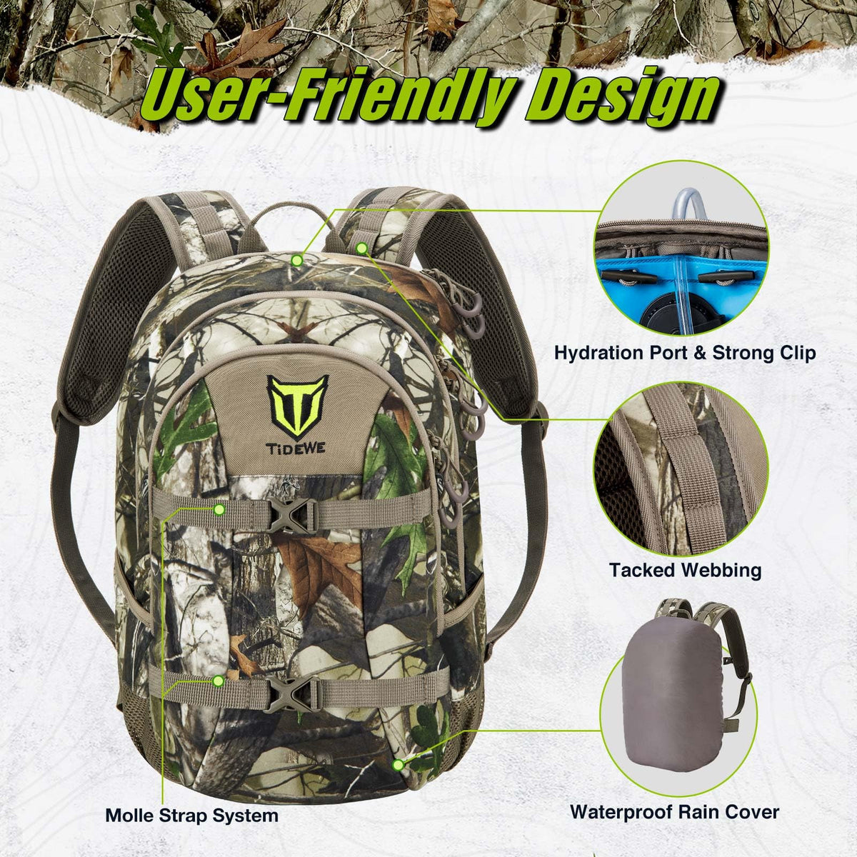 Hunting Backpack for Men, 25L Lightweight Day Pack for Deer Hunting