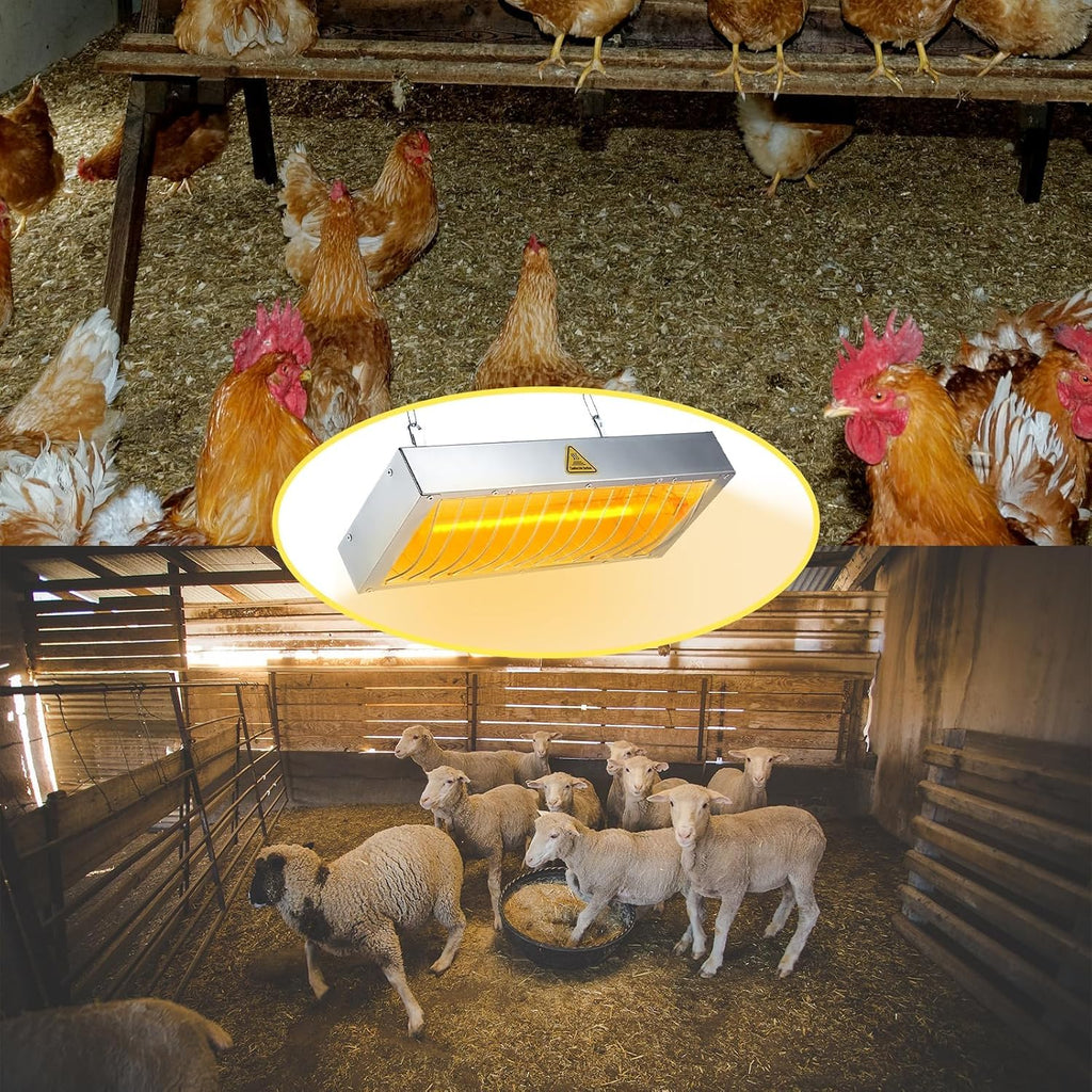 Chicken Coop Heater for Winter, Heat Lamp for Chickens 600W, Chicken Heater for Coop with 2 Heating Settings