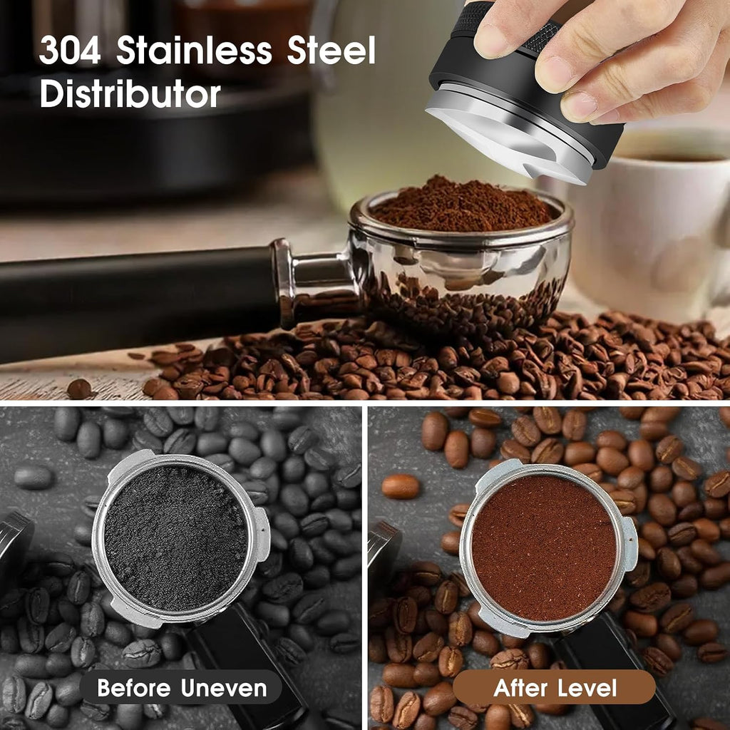 51mm Espresso Accessories Kit, Distributor, Tamper, Dosing Funnel | Spring Loaded Calibrated Tamper, Espresso