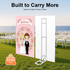 White Square Wedding Backdrop Stand,Metal Arch Backdrop Stand w/Foldable Base,Adjustable Height(1-2m) Rectangle Metal