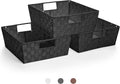 Set of 3 Large Woven Storage Baskets – Mesh Hand-Woven Baskets for Organizing, Fabric Storage Bins for Linen Closet