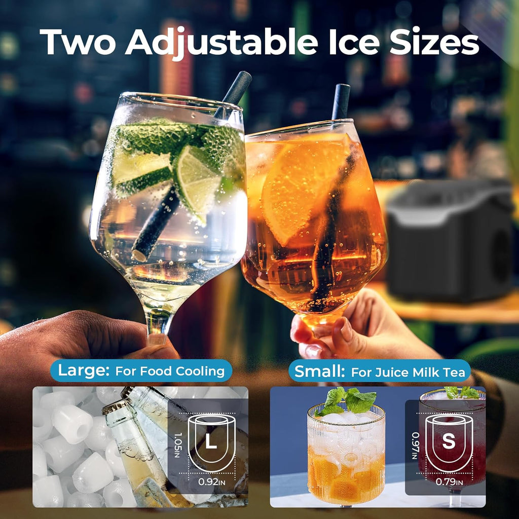 Countertop Ice Maker Machine, 26Lbs/Day Fastest 6‑Min Ice