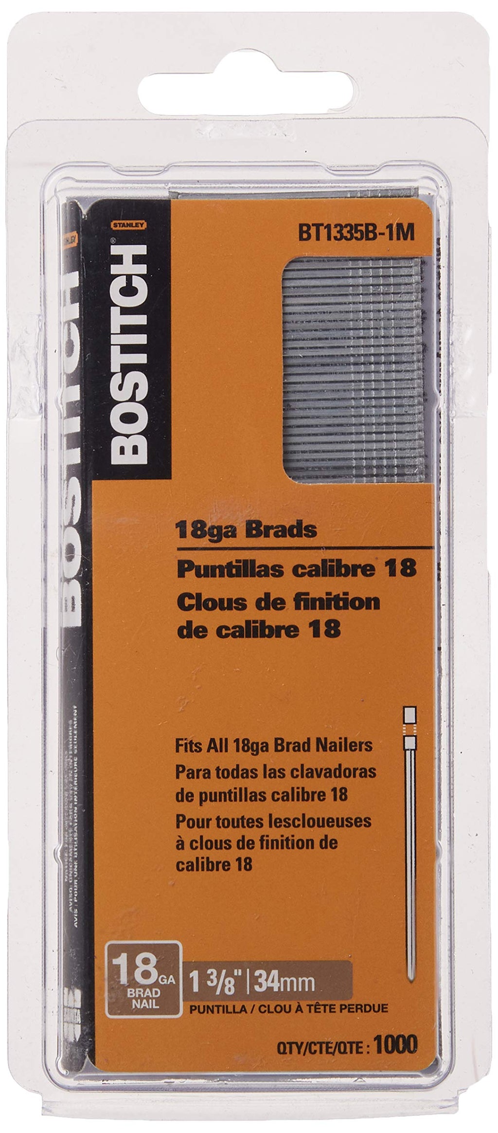18 Gauge Brad Nails, 1-3/8-Inch, 1000 per Box (BT1335B-1M)