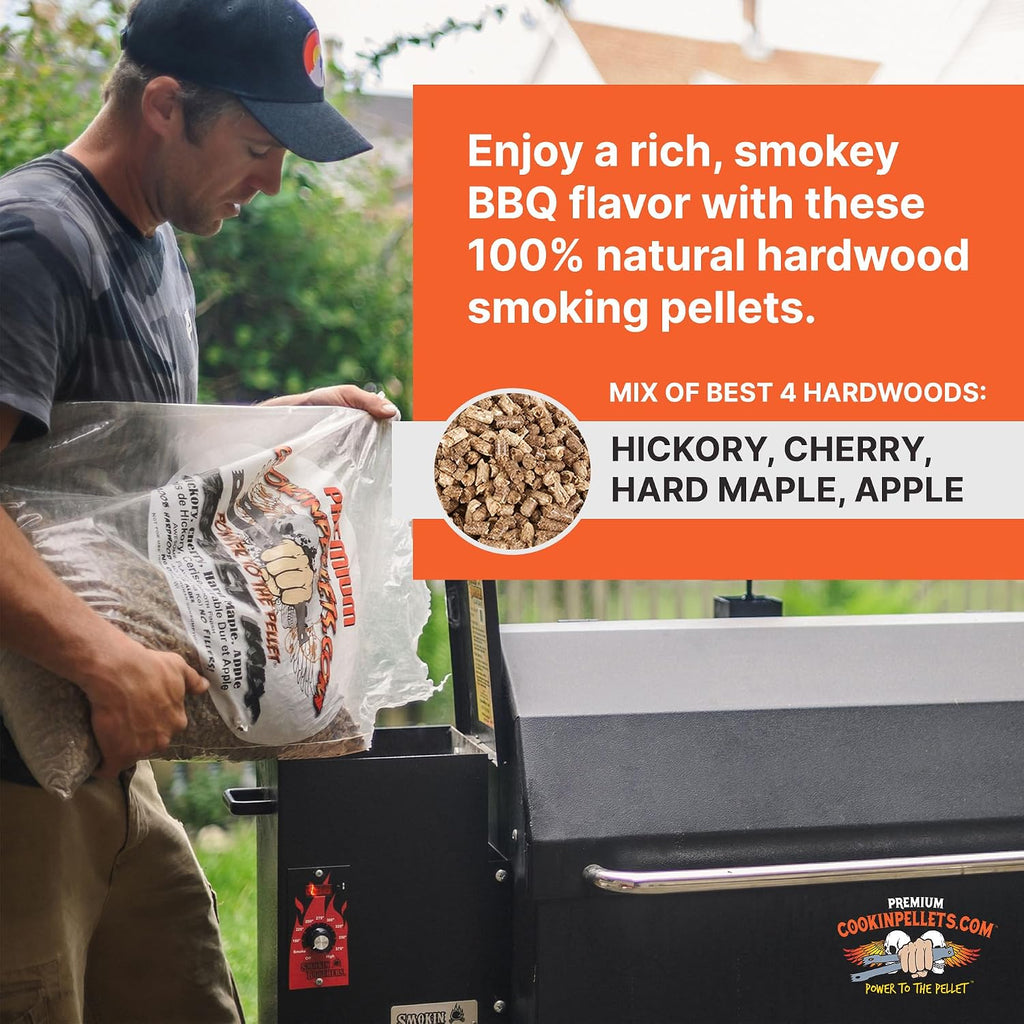 CookinPellets Perfect Mix Natural Hardwood Hickory, Cherry, Hard Maple, and Apple BBQ Grill Wood Pellets for Pellet