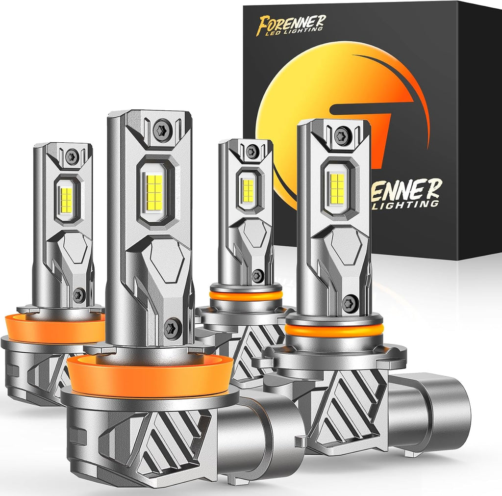 H11 9005 Light Bulb Combo, 900% 90000LM Ultra Brightness 6500K Cool White, 1:1 Mini Size H11/H8 9005/HB3 Fog light