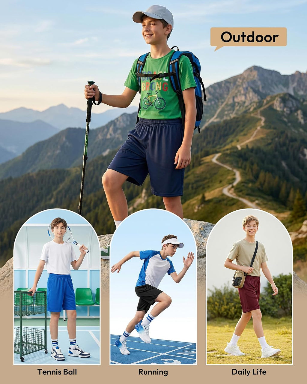 Boys Basketball Athletic Shorts with Pockets | Elastic Waistband, Quick Dry, Moisture Wicking, Active Performance