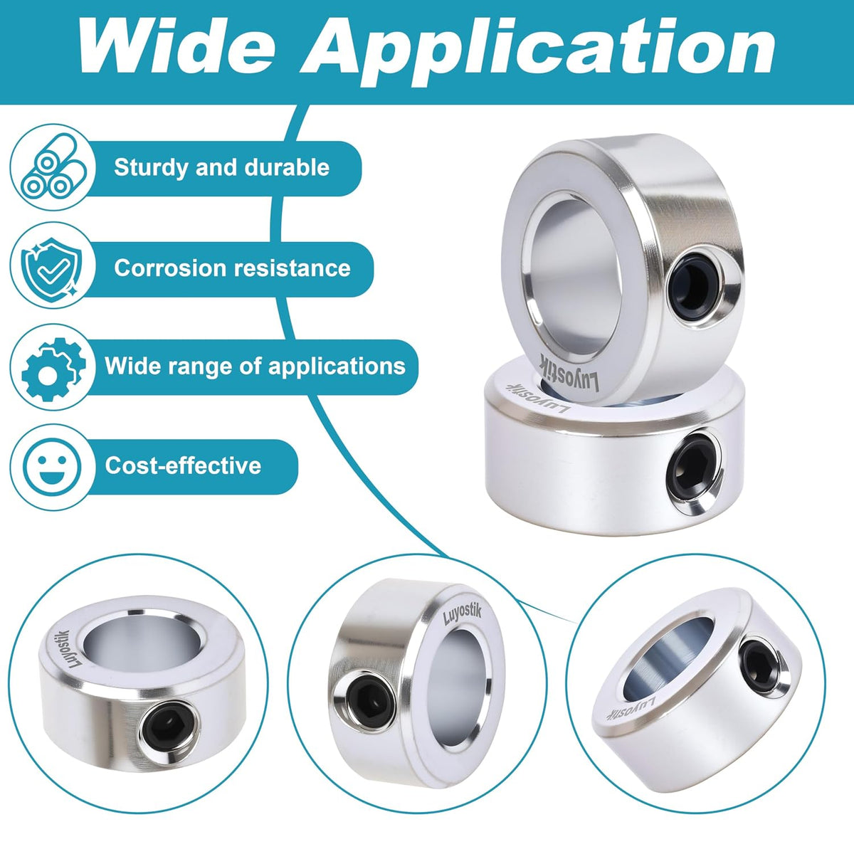 8pcs 3/4" bore Shaft Collar,Zinc Plated Set-Screw Shaft Collars