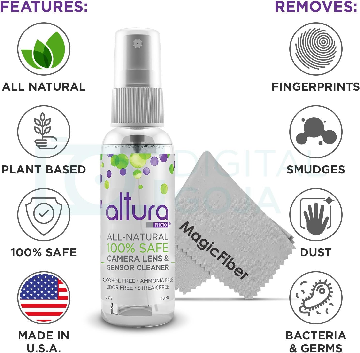 Camera Cleaning Kit, APS-C Sensor Cleaner for DSLR Mirrorless | Streak-Free Results, Includes All-Natural Cleaner