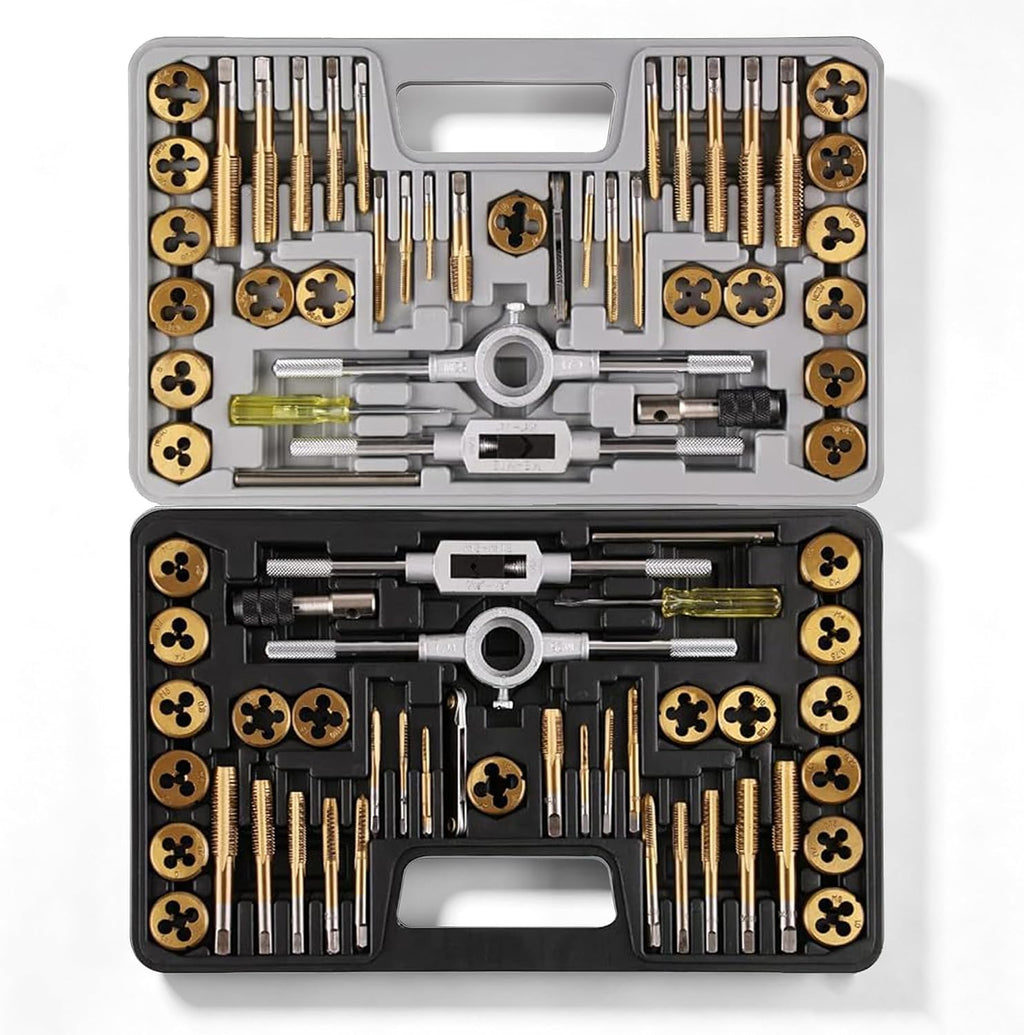 Anfrere Brass Coated 80pcs SAE & Metric Tap and Die Set