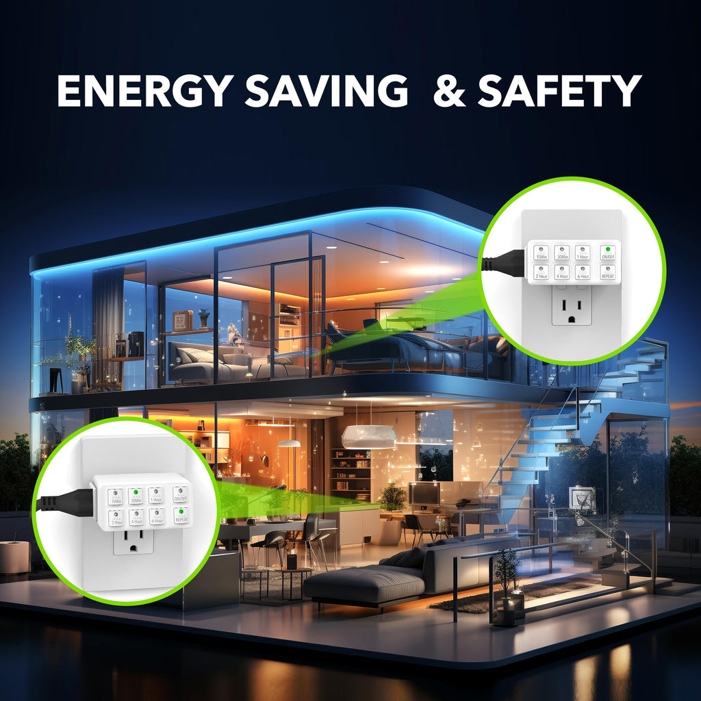 BN-LINK Indoor Countdown Timer with Repeat Function, 3-Prong Outlet Timer