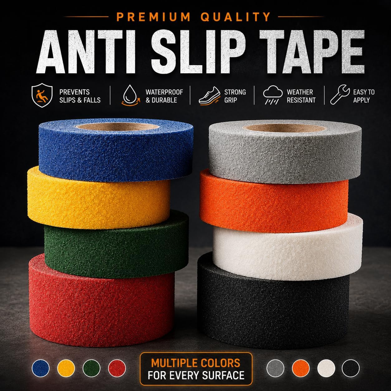 WOD Heavy Duty Anti Slip Tape Yellow - 3 inch x 60 ft. Non Skid Treads Weather Proof Indoor/Outdoor Traction Tape for