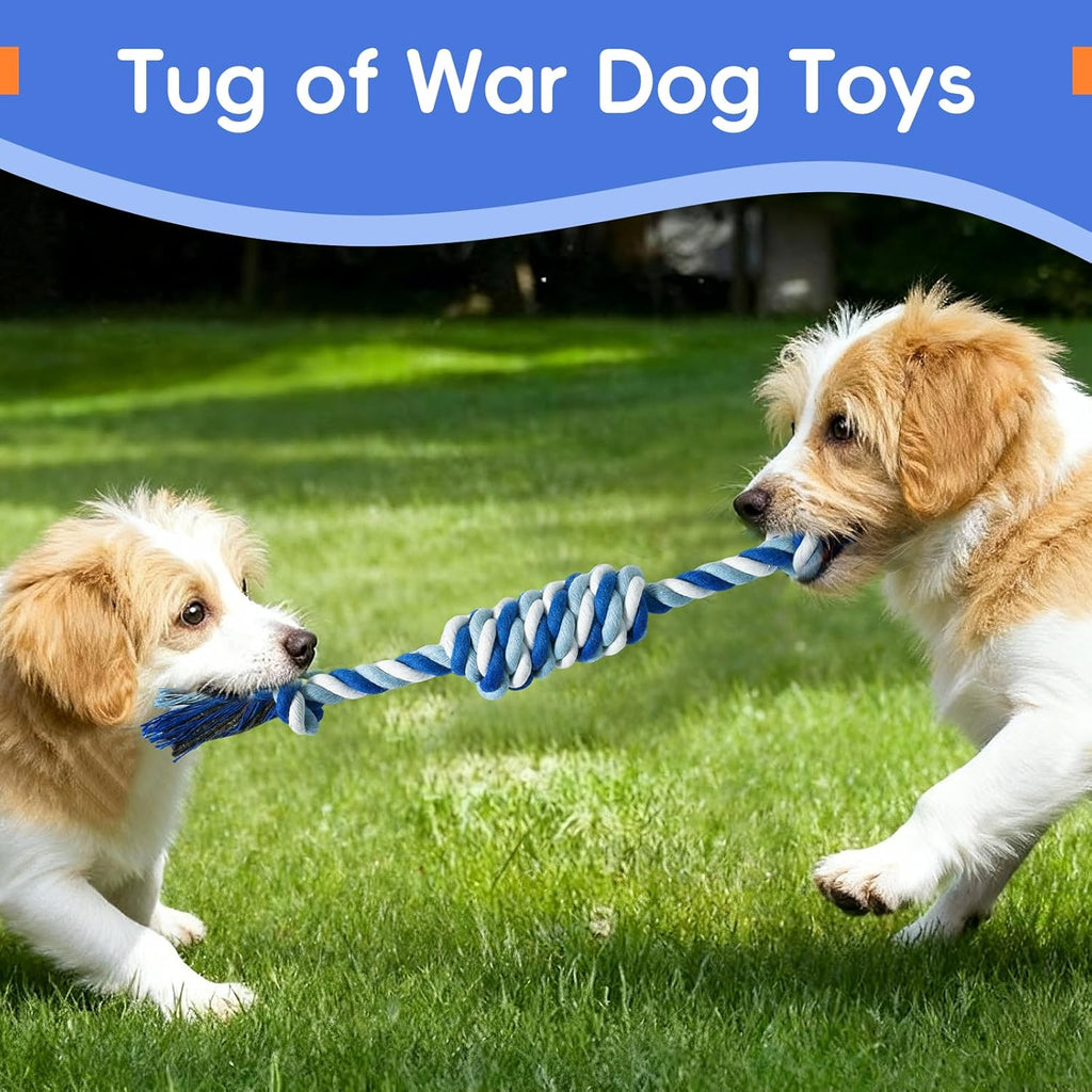 Dog Rope Toys 4 Pack, Puppy Teething Cotton Knot Chew Rope for Small Medium Dogs, Interactive Tug of War Dog Toys for