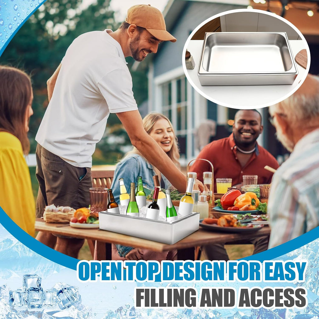 Large Ice Bin with Removable Stainless Steeltray for Party Buffet Drinks